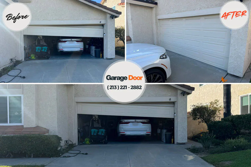 Before and after: garage door repair North Westport, MA